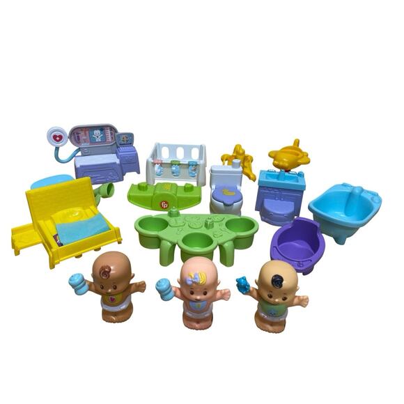 Fisher Price Little People Babies Figures Accessories Toys Lot Triplets - Picture 1 of 8
